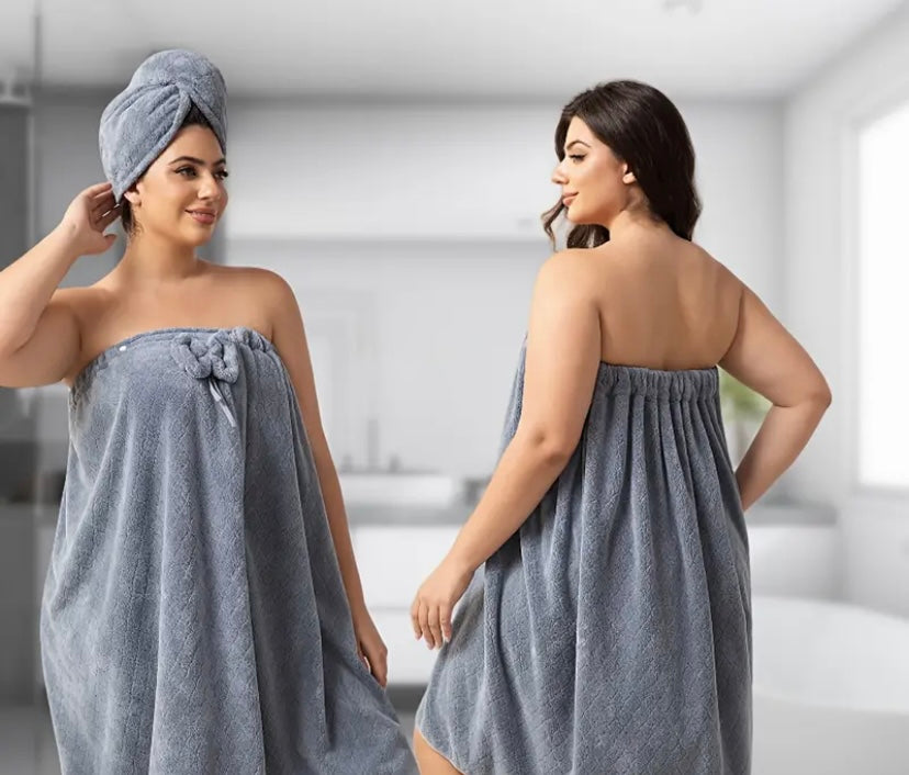 2pc extra large bath skirt & shower cap set