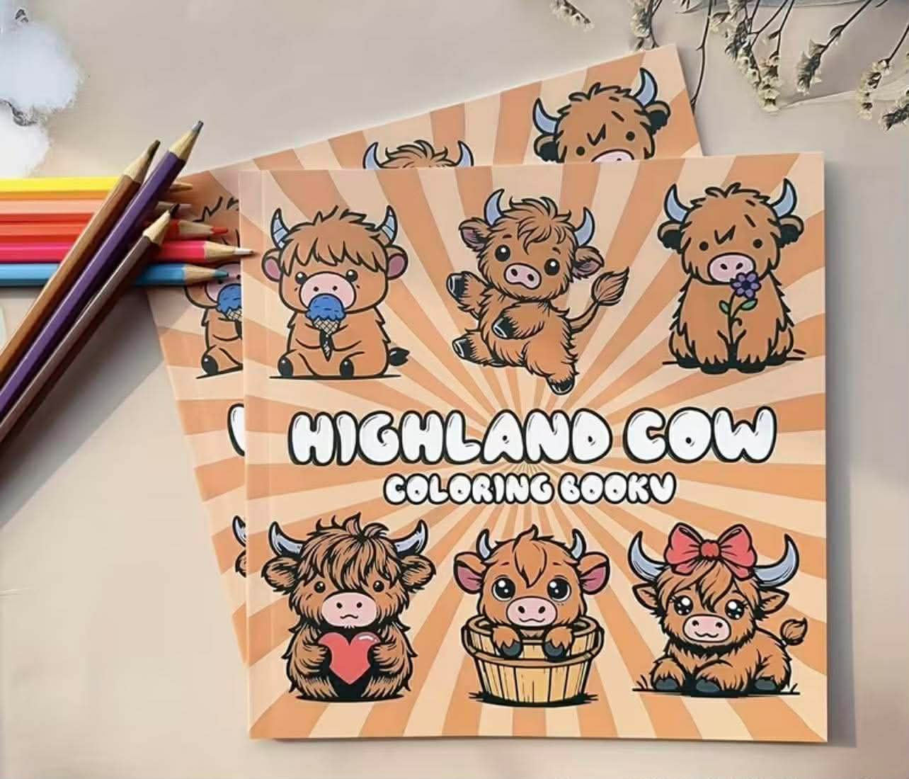 1 Super Cute Highland Cow Coloring Book