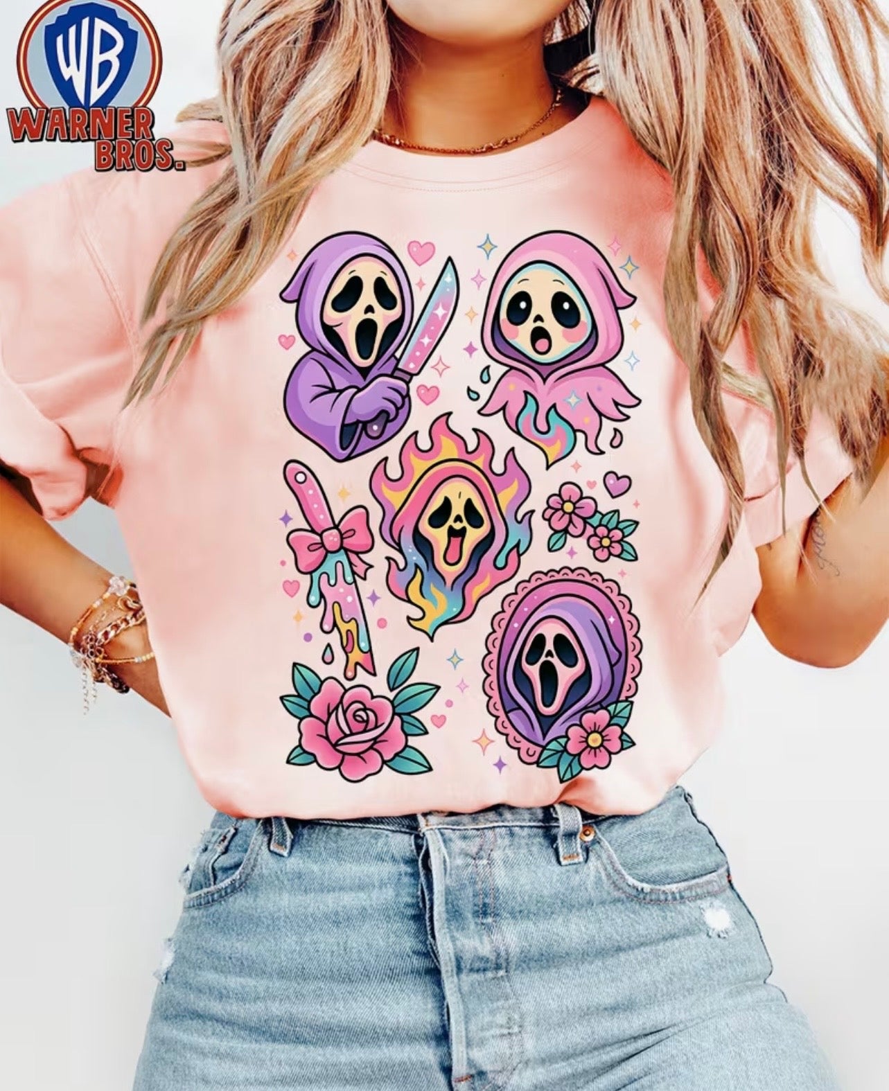 Women's 90s Retro Cartoon Killer Print Plus Size Top