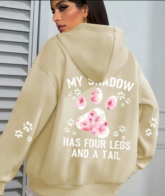 Plus Size - Plus Size Womans Casual Hoodie - "My Shadow Has Four Legs and a Tail”