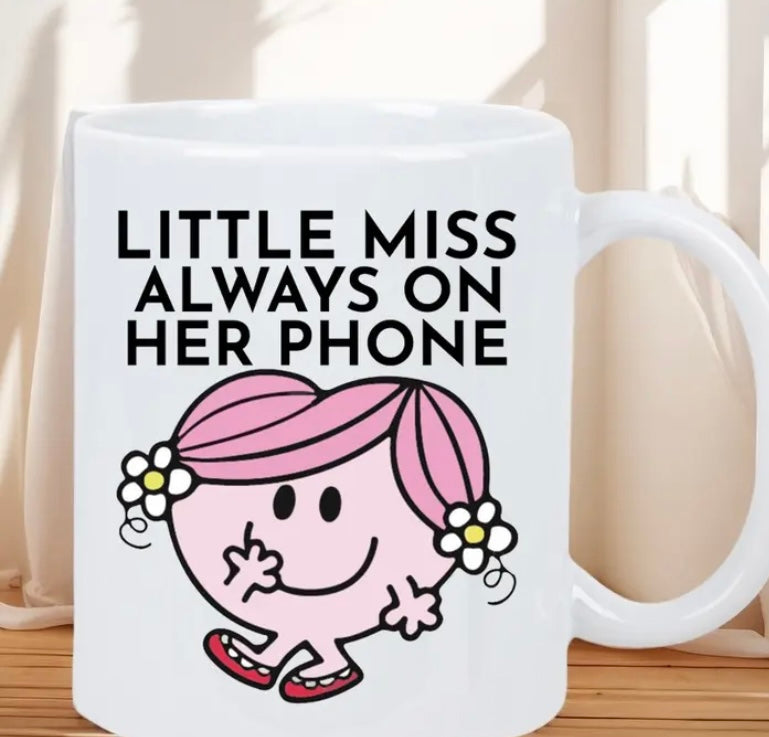Little miss always on her phone cup