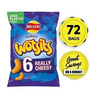 Walkers Crisps Baked Wotsits Really Cheesy Snacks 72 Bags x 16.5g