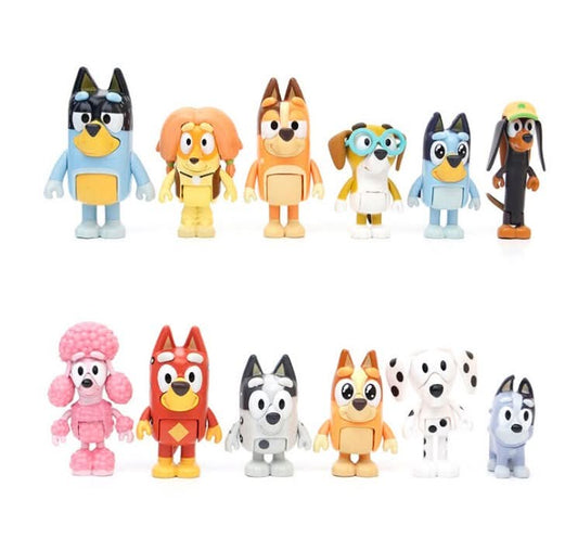 12Pcs Bluey Family And Friends Action Figures Models