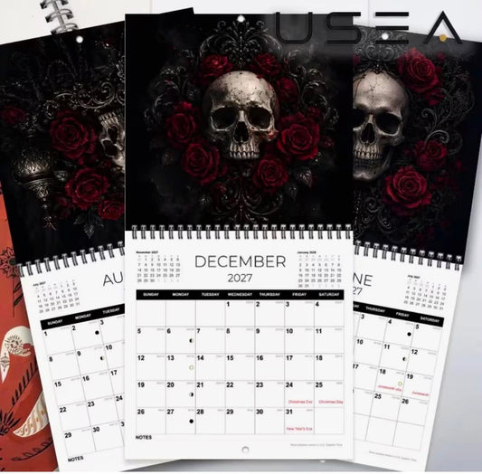 Skull Red Rose 2027 Calendar