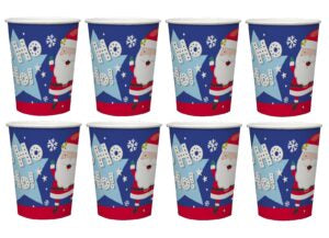 8 Recyclable Festive Paper Christmas Santa Cups