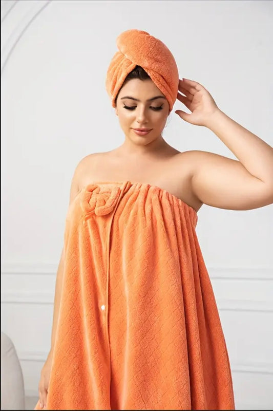 2pc extra large bath skirt & shower cap set