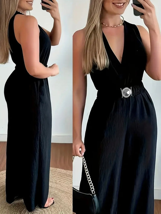 Woman’s plus size v neck jumpsuit
