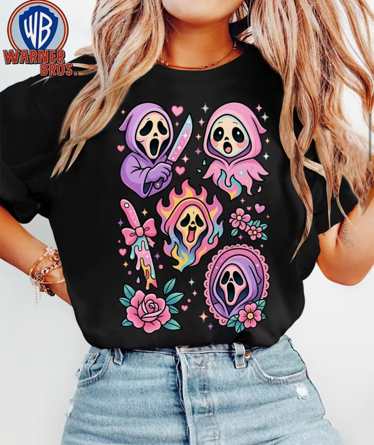 Women's 90s Retro Cartoon Killer Print Plus Size Top