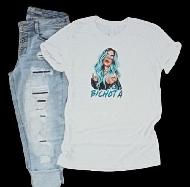 Bichota T Shirt (Blue Hair )