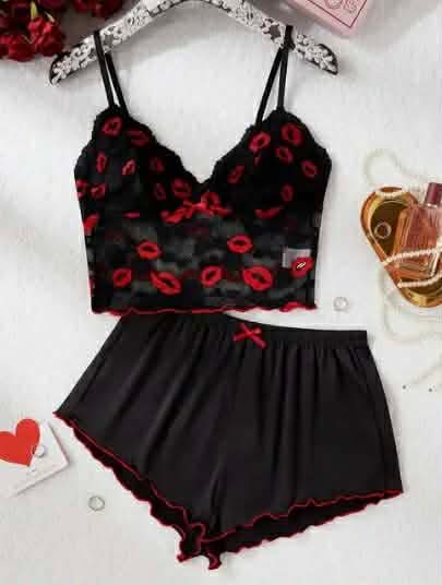 Women’s Lip Print Pyjamas Set