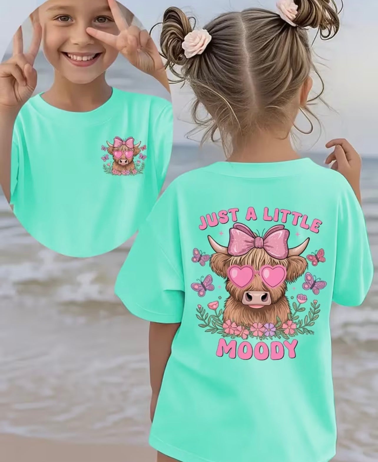 Girls' Short-Sleeve T-Shirt "JUST A LITTLE MOODY"
