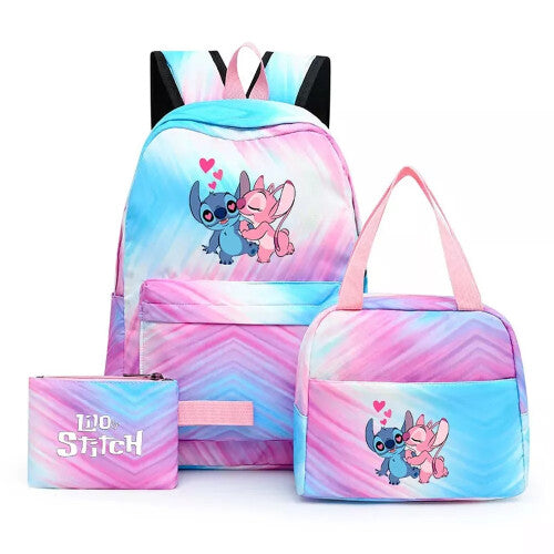 3pcs Lilo Stitch Angel Backpack Kids Boys Girls School Bag Lunch Bag Pencil Case