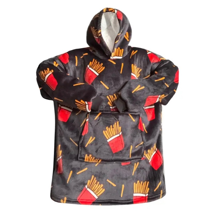 Oversized french fry hoodie blanket