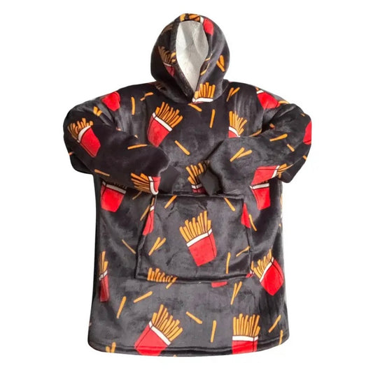 Oversized french fry hoodie blanket