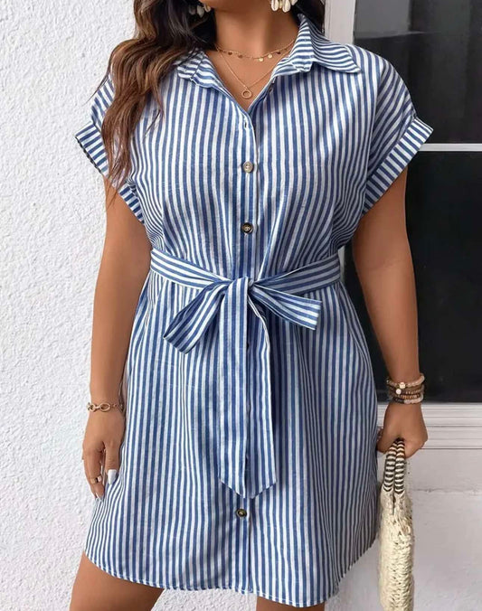 Plus Size Striped Short Sleeve Dress Size 22
