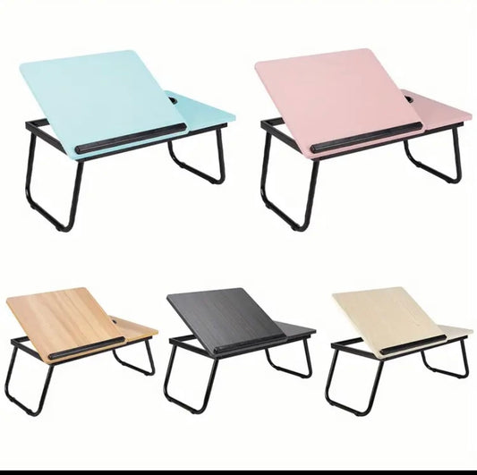 Versatile Folding Laptop Desk with Cup Holder - 5-Level Adjustable Tilt, Portable & Sturdy Wooden Frame, Ideal for Reading, Studying & Serving Breakfast in Bed