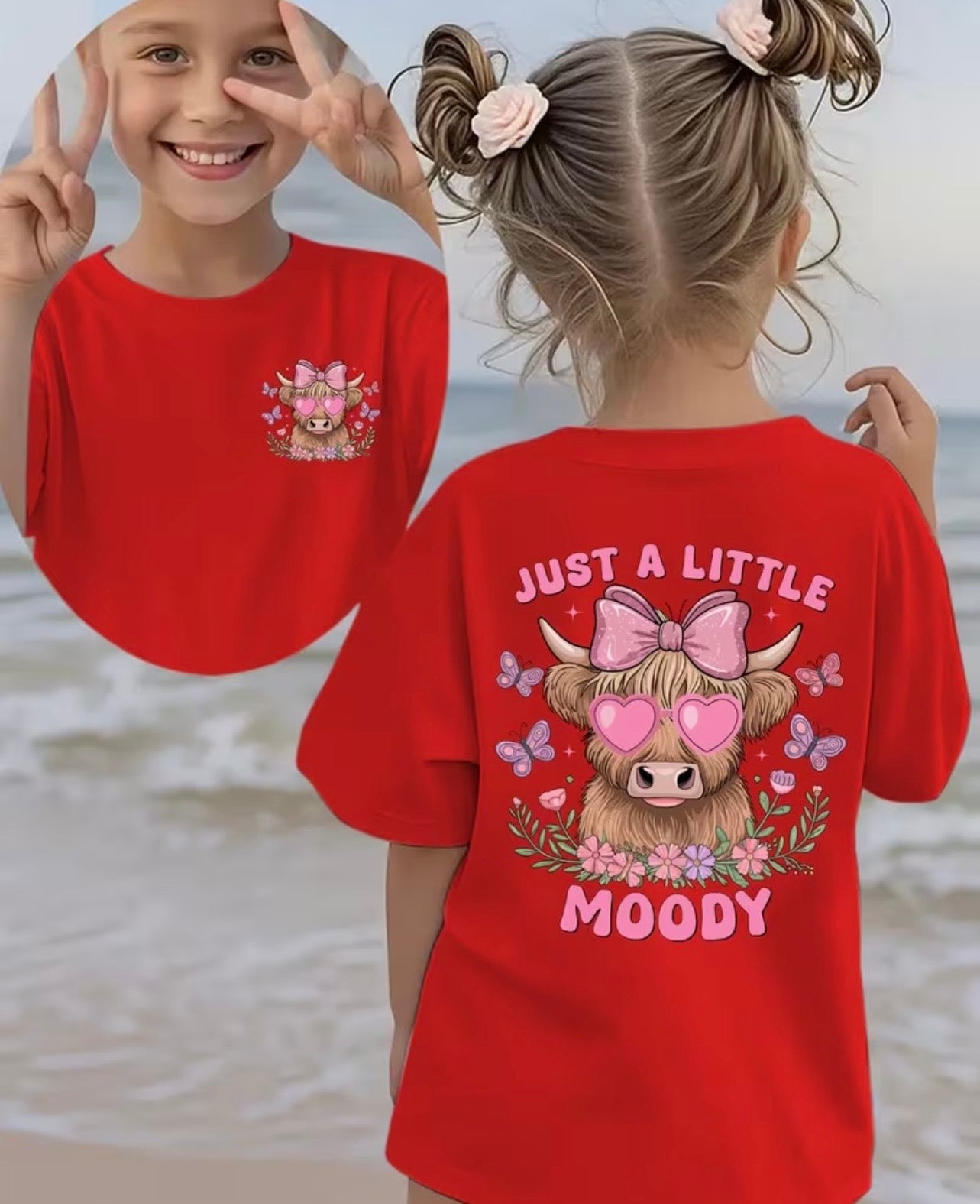 Girls' Short-Sleeve T-Shirt "JUST A LITTLE MOODY"