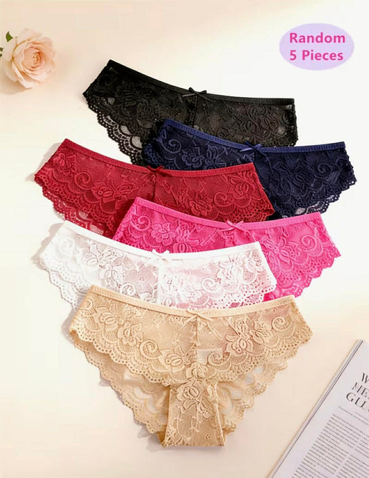 5pcs Random Colors Women's Lace Panties