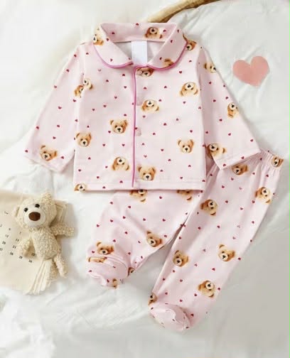 Baby Girls Bear Print Two Pieces Set