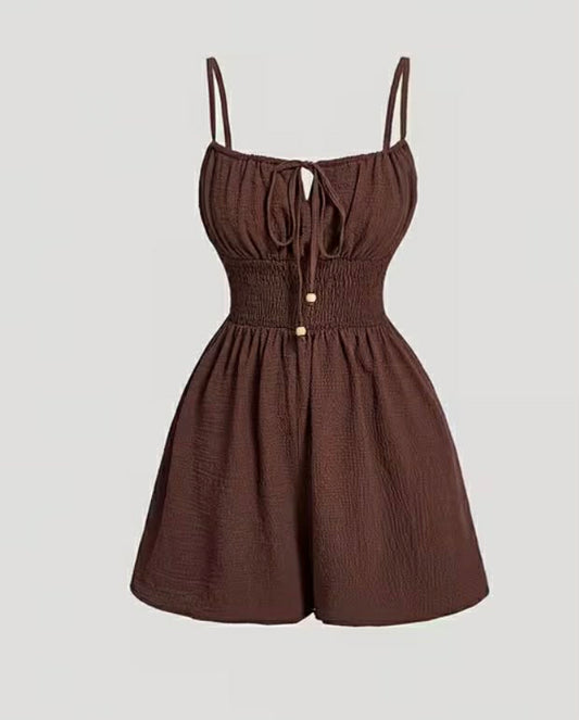 Solid Color Lace-up Wrap Jumpsuit
