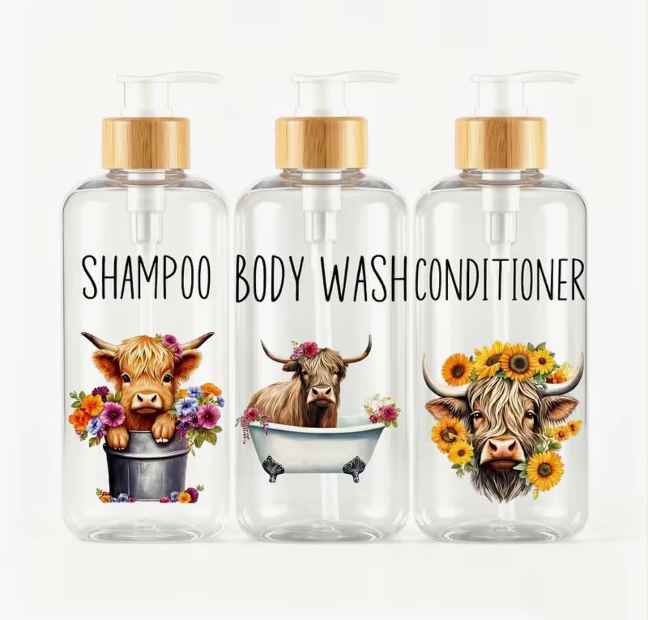 Highland Cow Soap Dispenser 3pcs Set