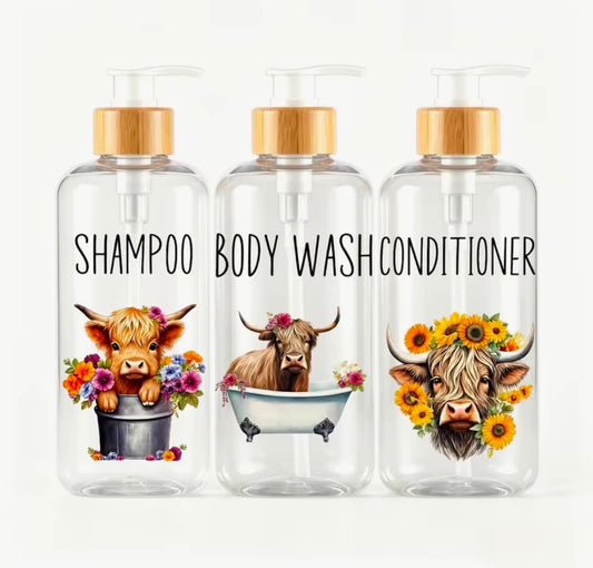 Highland Cow Soap Dispenser 3pcs Set