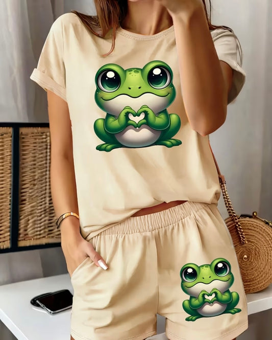 2pcs frog ladies  short set