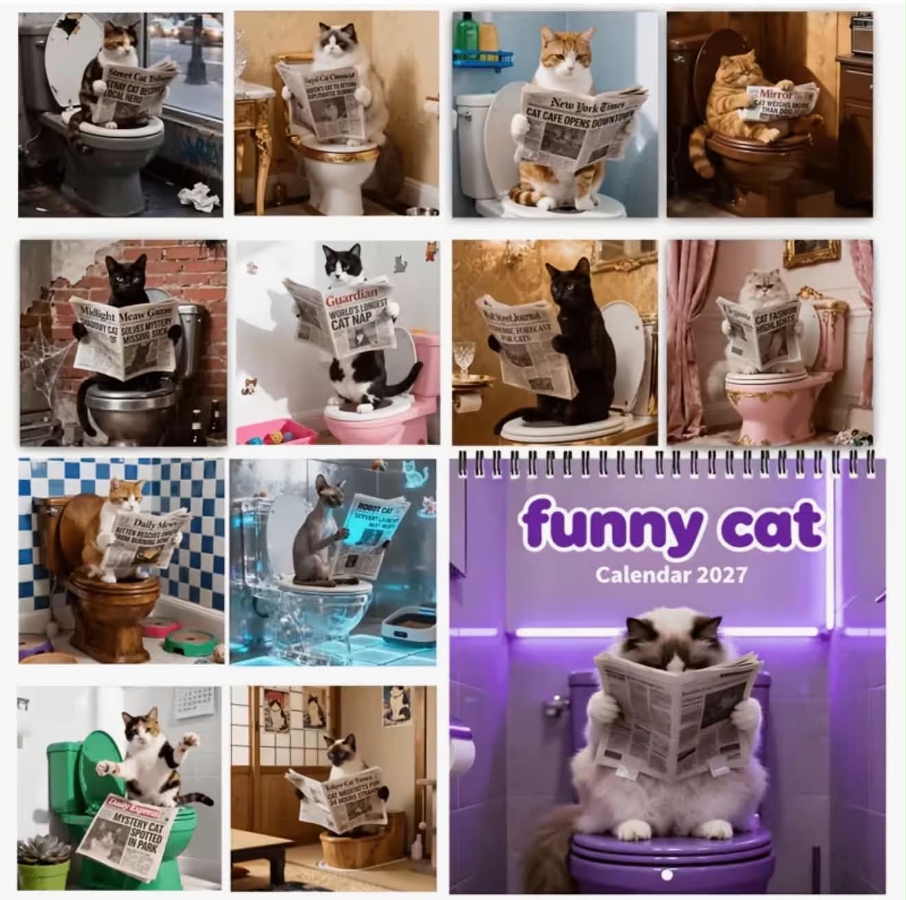 Funny Cat Calendar 2027