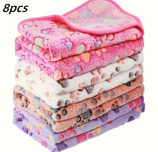 Pack of 8 soft flannel pet blankets