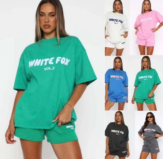 Ladies White Fox Short Set