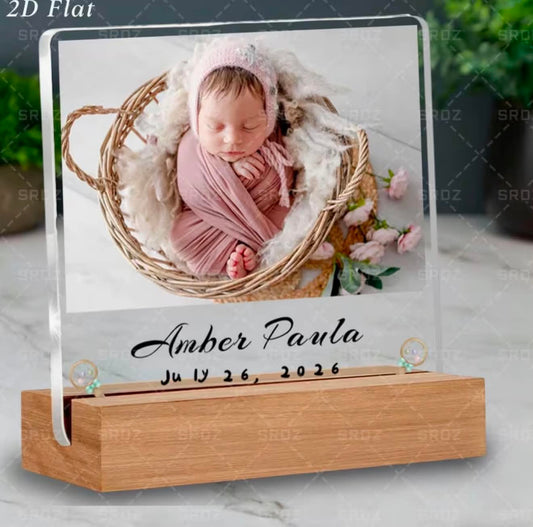Personalised New-Born Photo Plaque Keep Sake