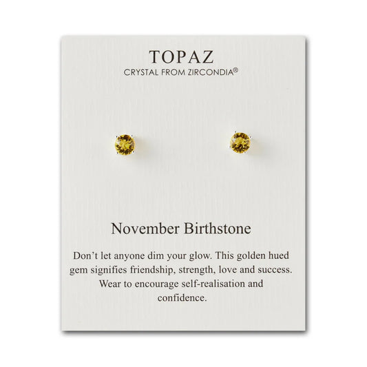 November (Topaz) Birthstone Earrings