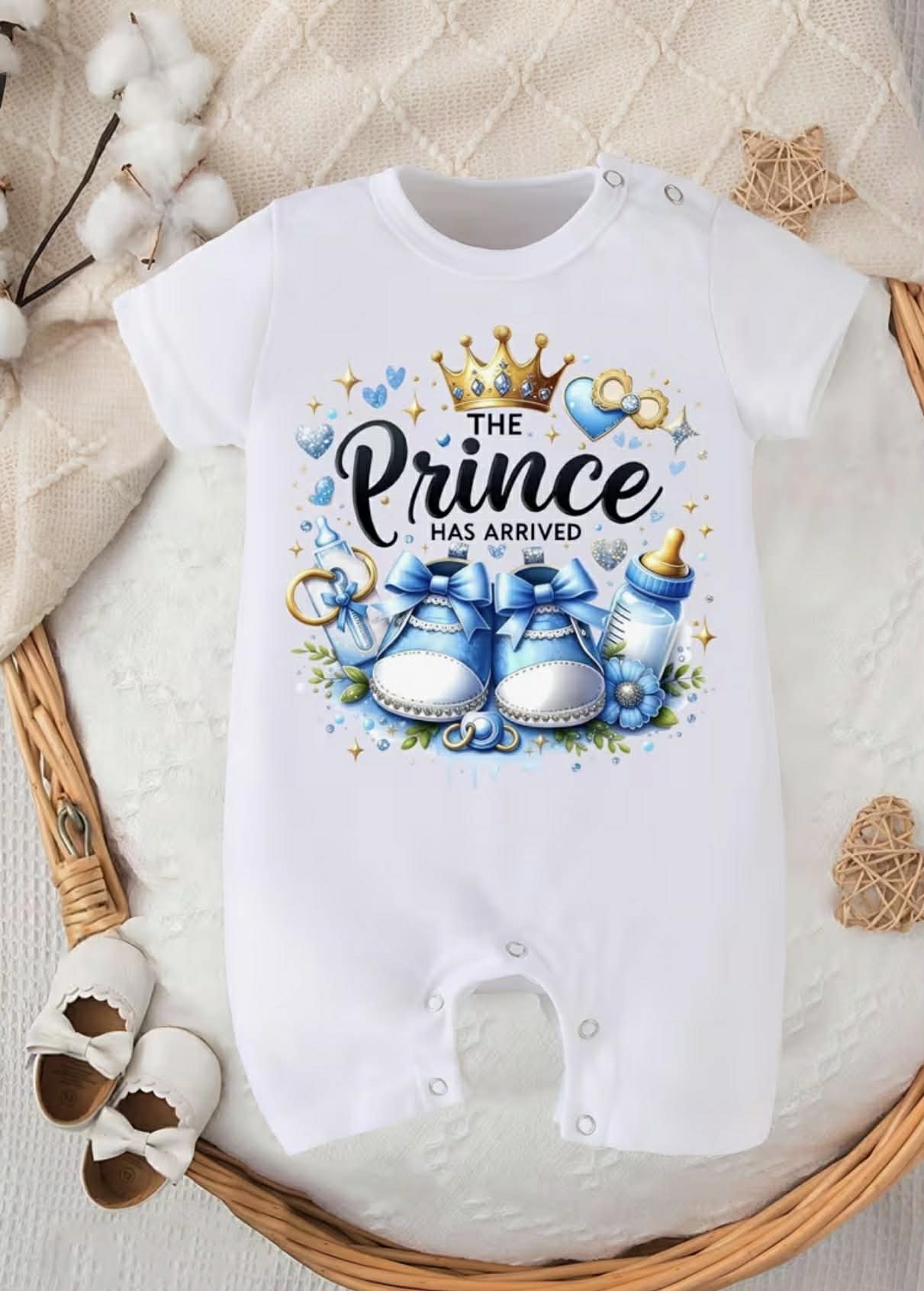 The Prince Has Arrived Letter Print Short-Sleeved Suit