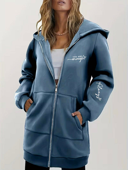 Women's Fashion Zip-Up Long Hoodie