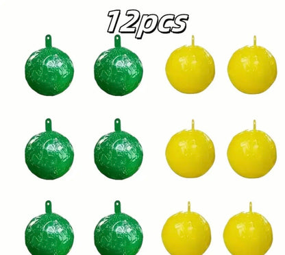 12pcs Sticky Fly Trap Balls - Citrus Scented Non-Toxic Insect Catcher, Waterproof & Heat-Resistant Plastic, Outdoor Use - Fruit Fly, Wasp, Mosquito Control for Home, Garden, Orchard, Fly Traps for House Indoor, Outdoor Pest