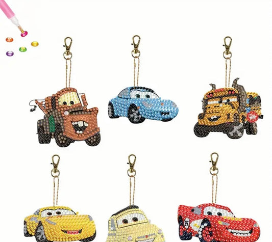 6pc cars Dimond art keyring