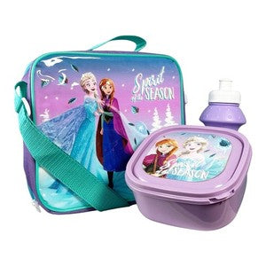 Disney Frozen Insulated Lunch 3 Piece Lunch Bag Set Girls Purple Anna Elsa
