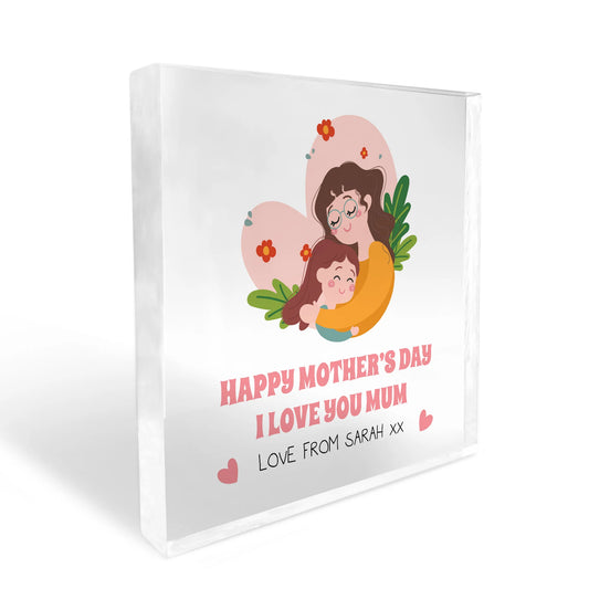 Mum & daughter acrylic block