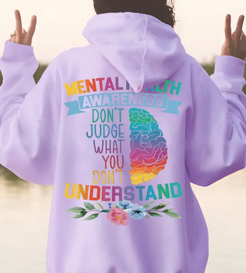 Womens Casual Printed Graphic Hoodie mental health
