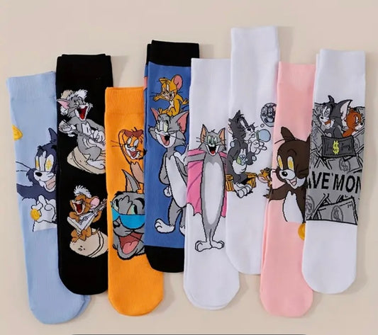 6 random pairs of Tom and Jerry socks