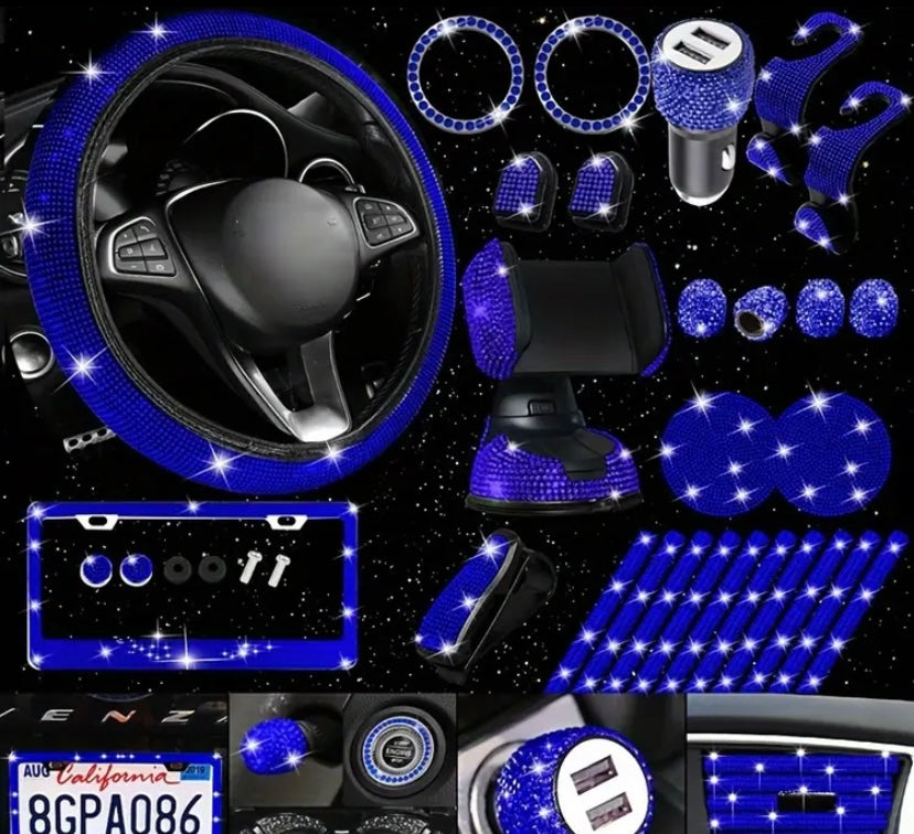 27pc woman bling car accessories