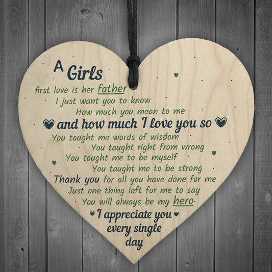 Girls First Love Wood Heart