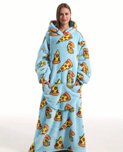 Oversized Wearable Blanket Hoodie Sherpa Fleece Lined Loungewear Long Hoodie