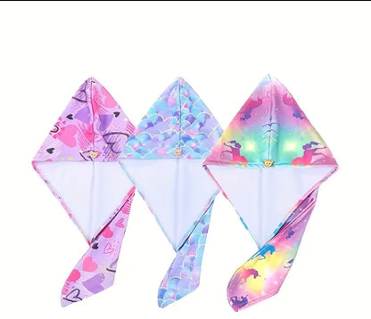 Pack of 3 kids quick dry microfibre hair towel wrap