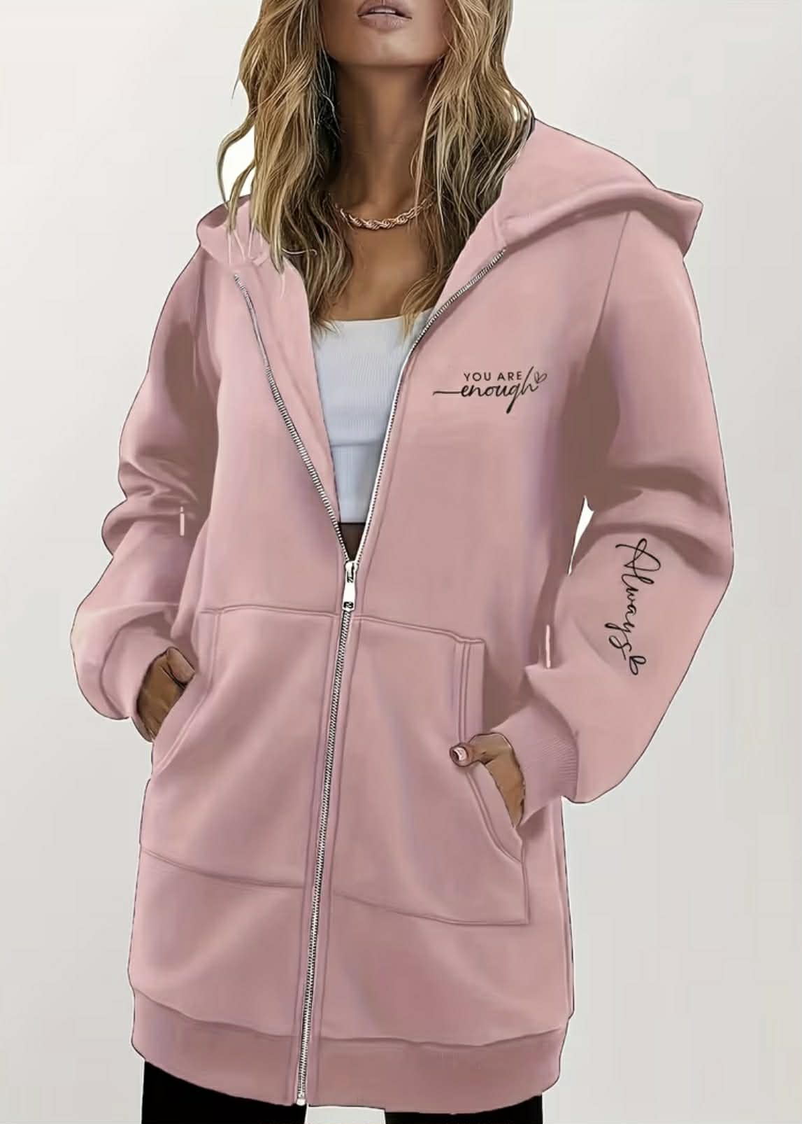 Women's Fashion Zip-Up Long Hoodie