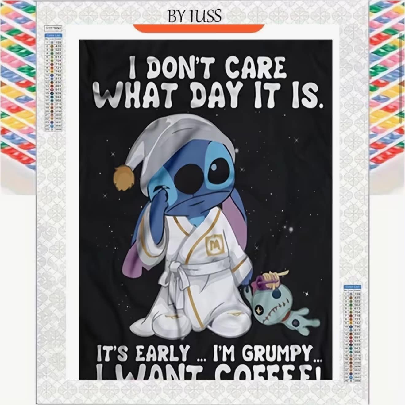 Stitch I Want Coffee Diamond Art