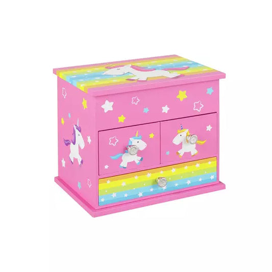 Mele Unicorn Jewellery Box with 3 Drawers
