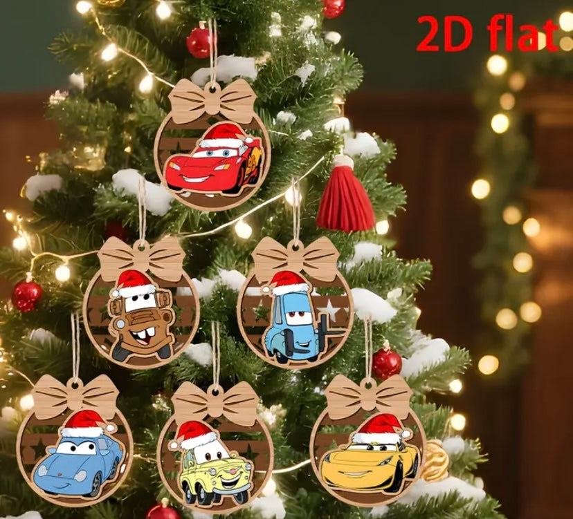 6pc cars Christmas tree decorations