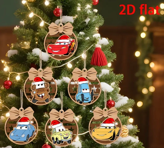 6pc cars Christmas tree decorations