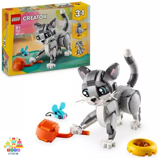 LEGO Creator 3in1 Playful Cat Figure, Toy Animal Set